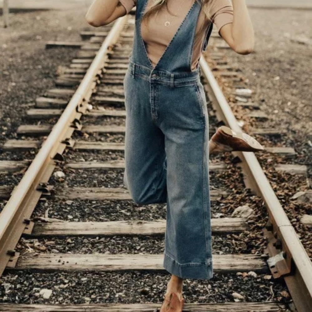 Free people overalls a line suspender denim